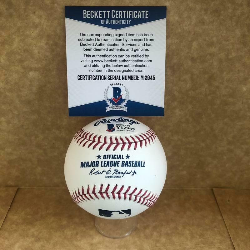 AARON BOONE NEW YORK YANKEES SIGNED AUTOGRAPHED M.L. BASBALL BECKETT Y12945