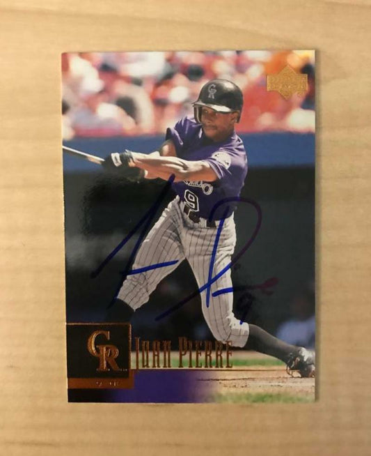 JUAN PIERRE COLORADO ROCKIES SIGNED AUTOGRAPHED 2001 UPPER DECK CARD #443 W/COA