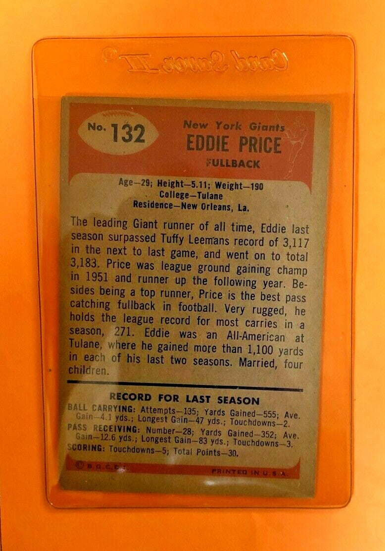 1955 BOWMAN EDDIE PRICE #132 NEW YORK GIANTS