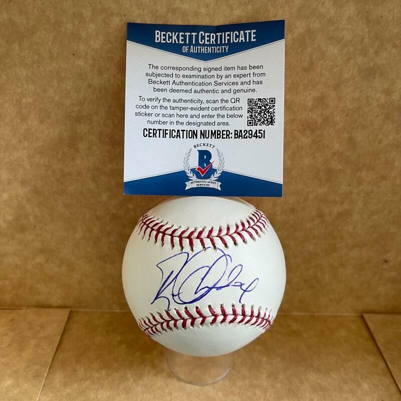 REY OLMEDO REDS WHITE SOX SIGNED AUTO M.L. BASEBALL BECKETT BA29451