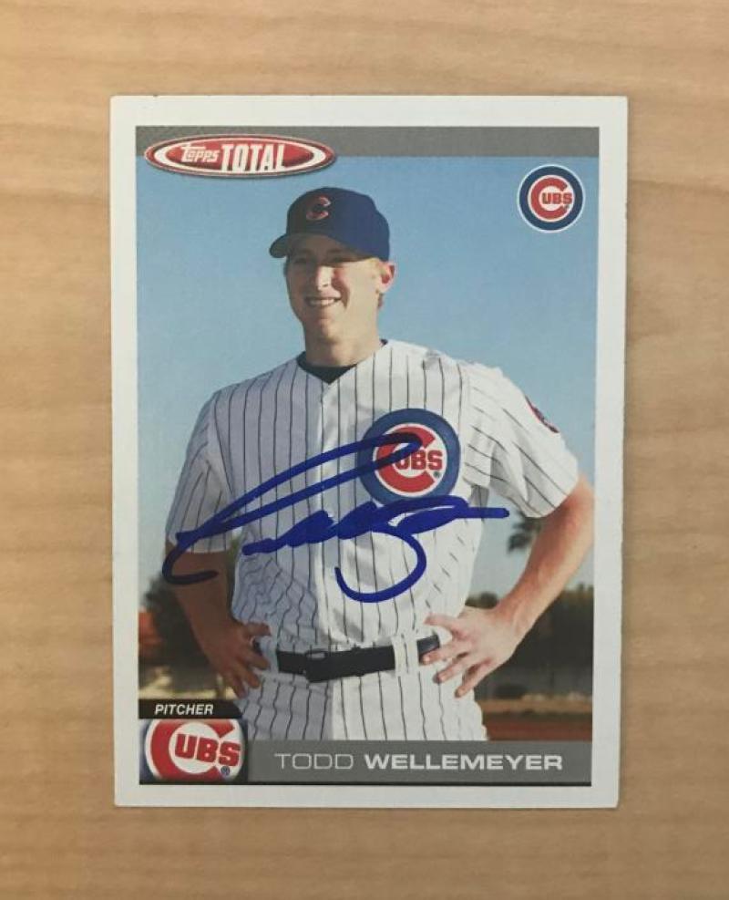 TODD WELLEMEYER CHICAGO CUBS SIGNED AUTOGRAPHED 2004 TOPPS TOTAL CARD #117 W/COA