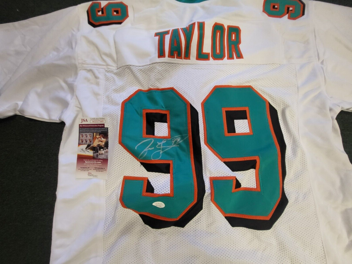 JASON TAYLOR #99 MIAMI DOLPHINS SIGNED AUTOGRAPHED WHITE JERSEY JSA COA
