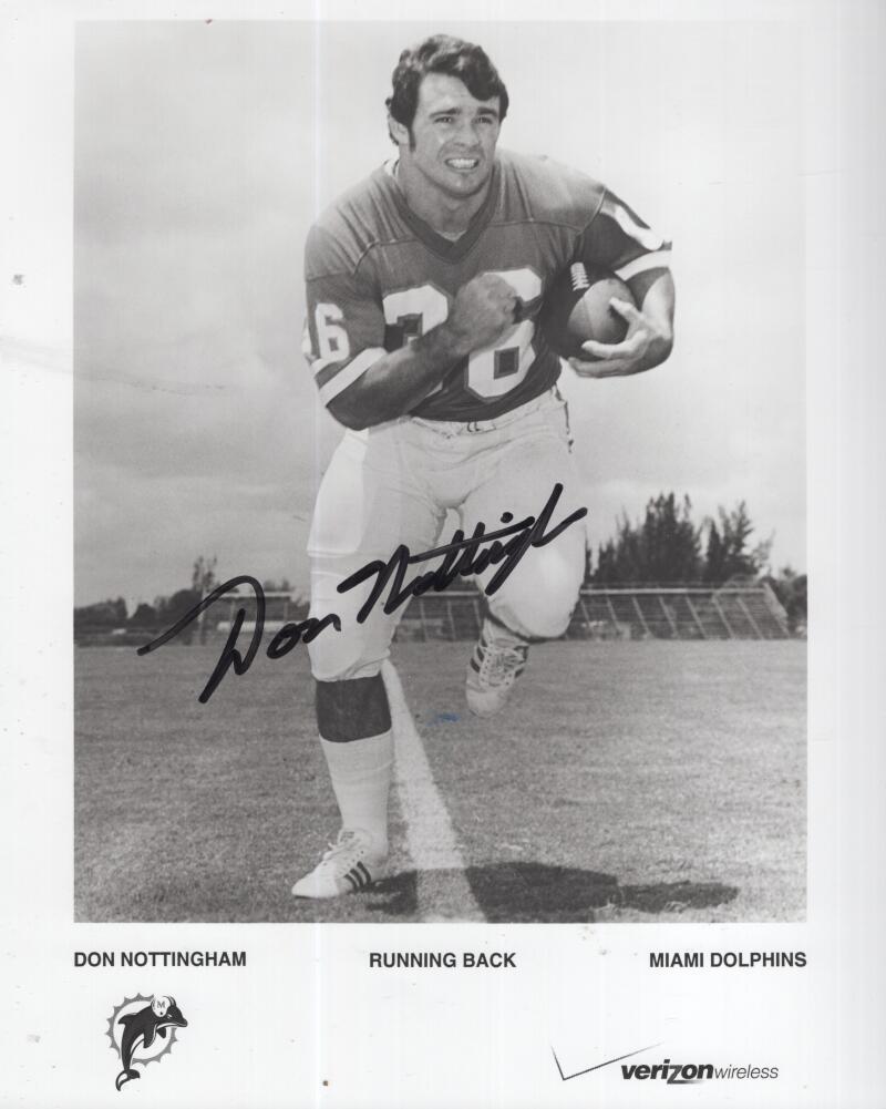 DON NOTTINGHAM DOLPHINS SIGNED AUTOGRAPHED 8X10 PHOTO W/ COA