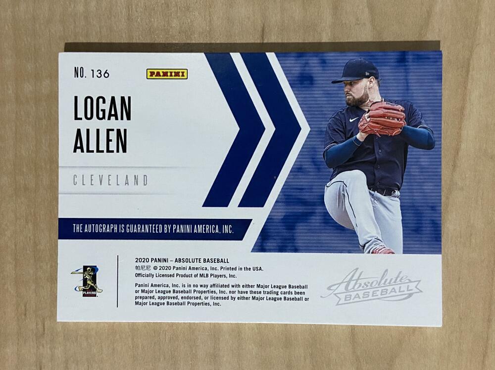 2020 ABSOLUTE MEMORABILIA SWEET SPOT AUTO LOGAN ALLEN INDIANS ROOKIE 79/99