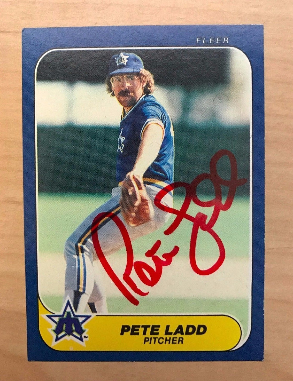 PETE LADD SEATTLE MARINERS SIGNED AUTOGRAPHED 1986 FLEER UPDATE #63 W/COA