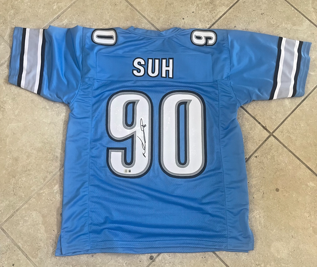 NDAMUKONG SUH LIONS SIGNED AUTOGRAPHED CUSTOM JERSEY BECKETT AUTHENTICATED