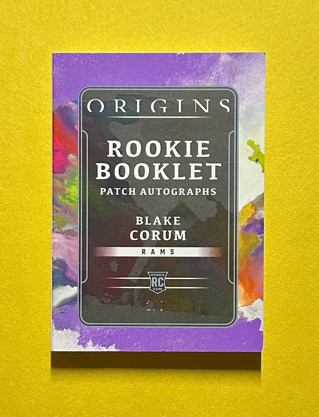 2024 PANINI ORIGINS BLAKE CORUM BOOKLET RPA /8 #RBO-BCO RAMS
