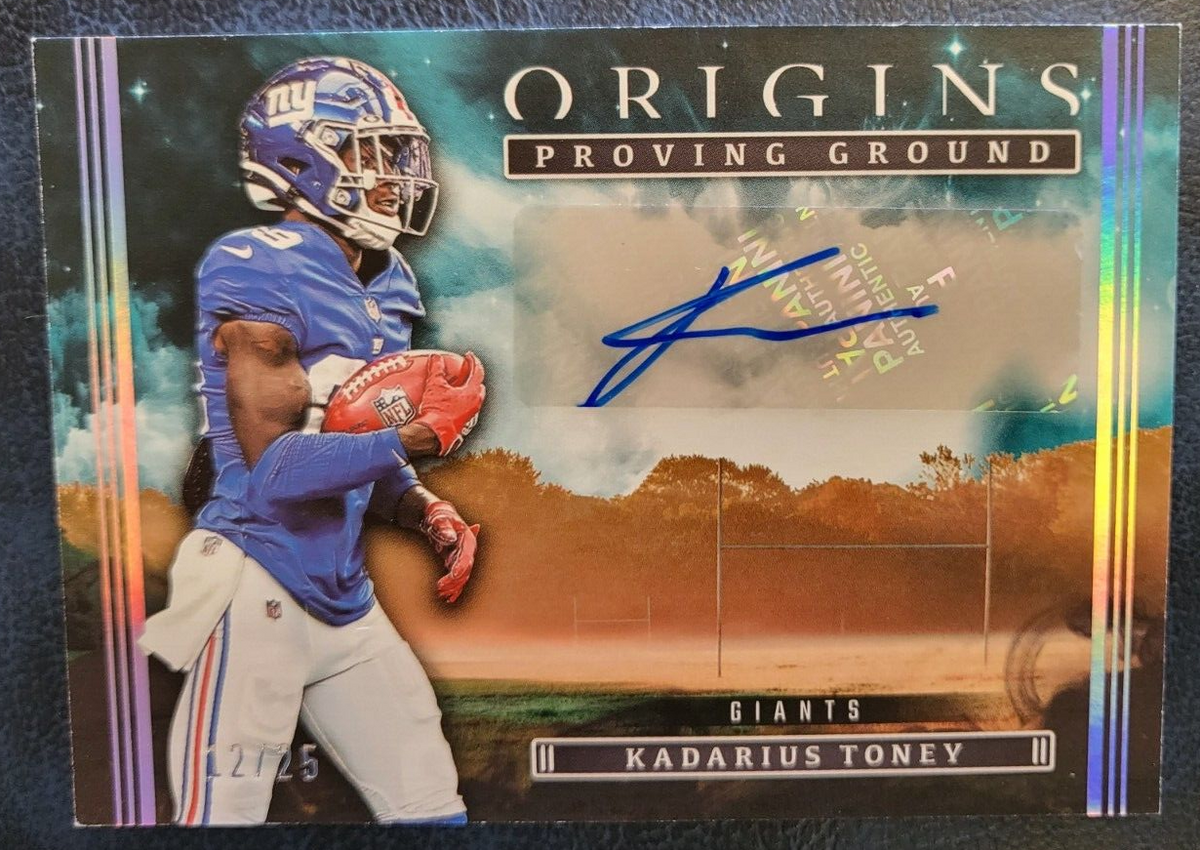 2022 PANINI ORIGINS KADARIUS TONEY GIANTS PROVING GROUND AUTO AUTOGRAPH CARD /25