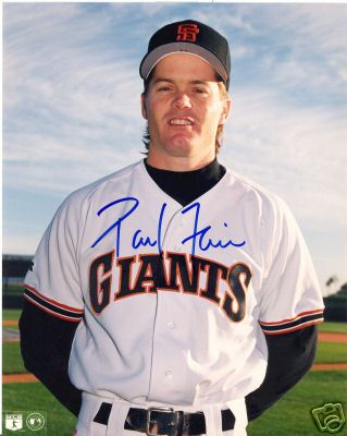 PAUL FARIES SAN FRANCISCO GIANTS SIGNED 8X10 PHOTO COA