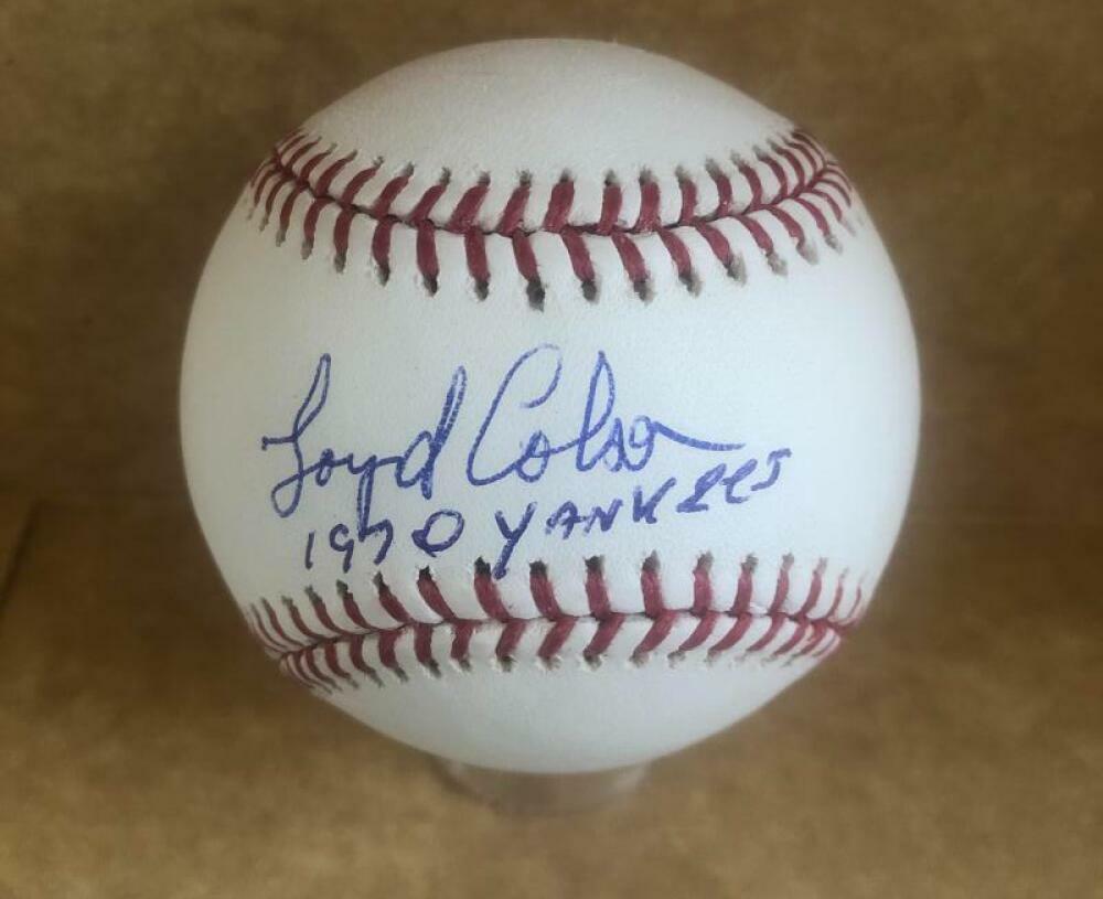 LOYD COLSON 1970 YANKEES SIGNED AUTOGRAPHED M.L. BASEBALL BECKETT Y12845