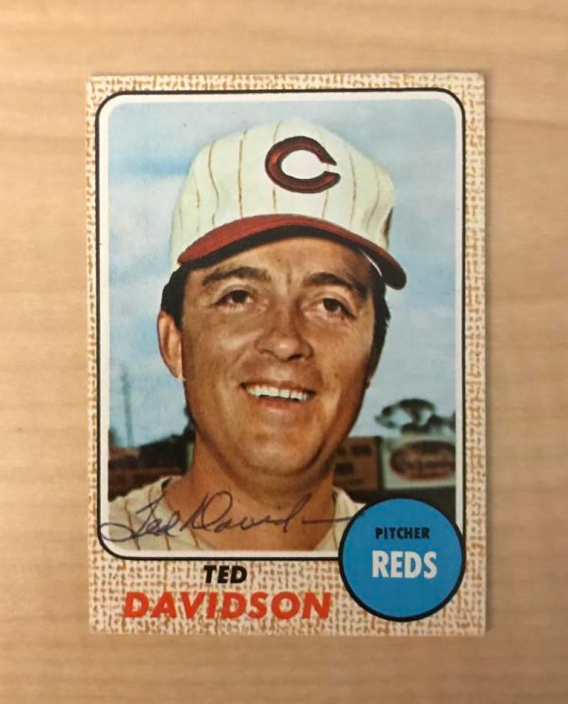 TED DAVIDSON CINCINNATI REDS SIGNED DECEASED 1968 TOPPS CARD #48 W/COA