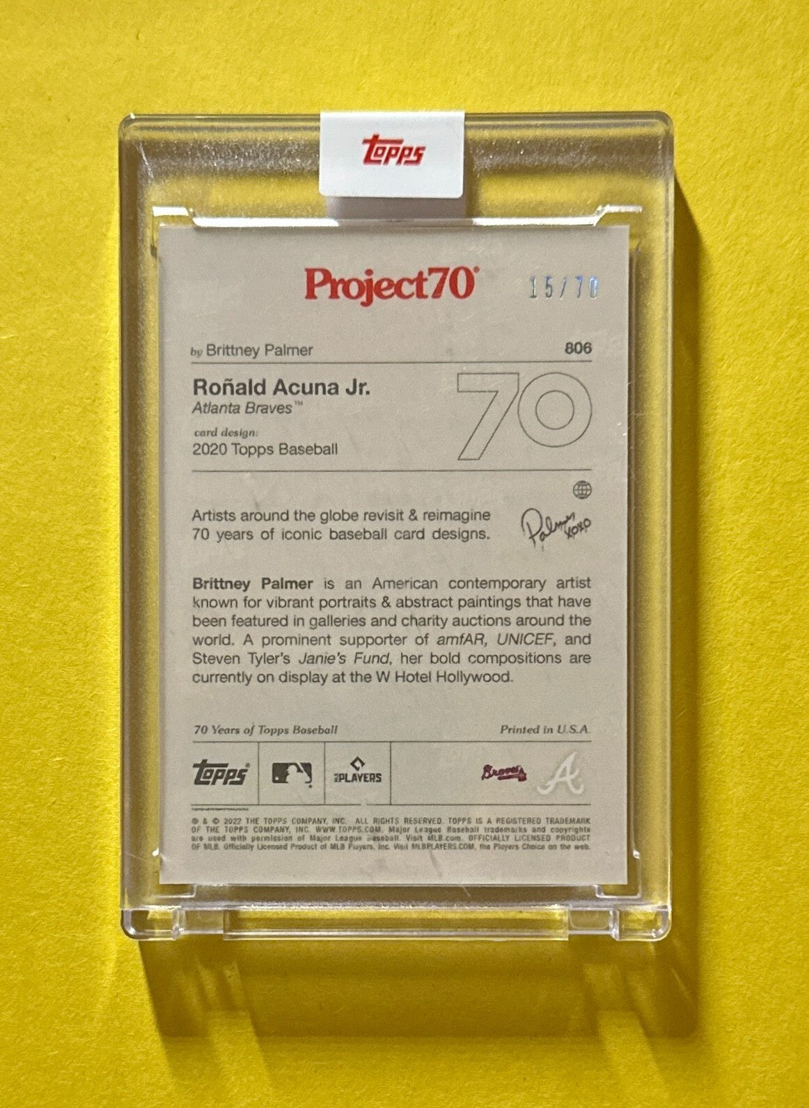 2022 TOPPS PROJECT 70 RONALD ACUNA JR. BY BRITTNEY PALMER CARD /99 #806 BRAVES