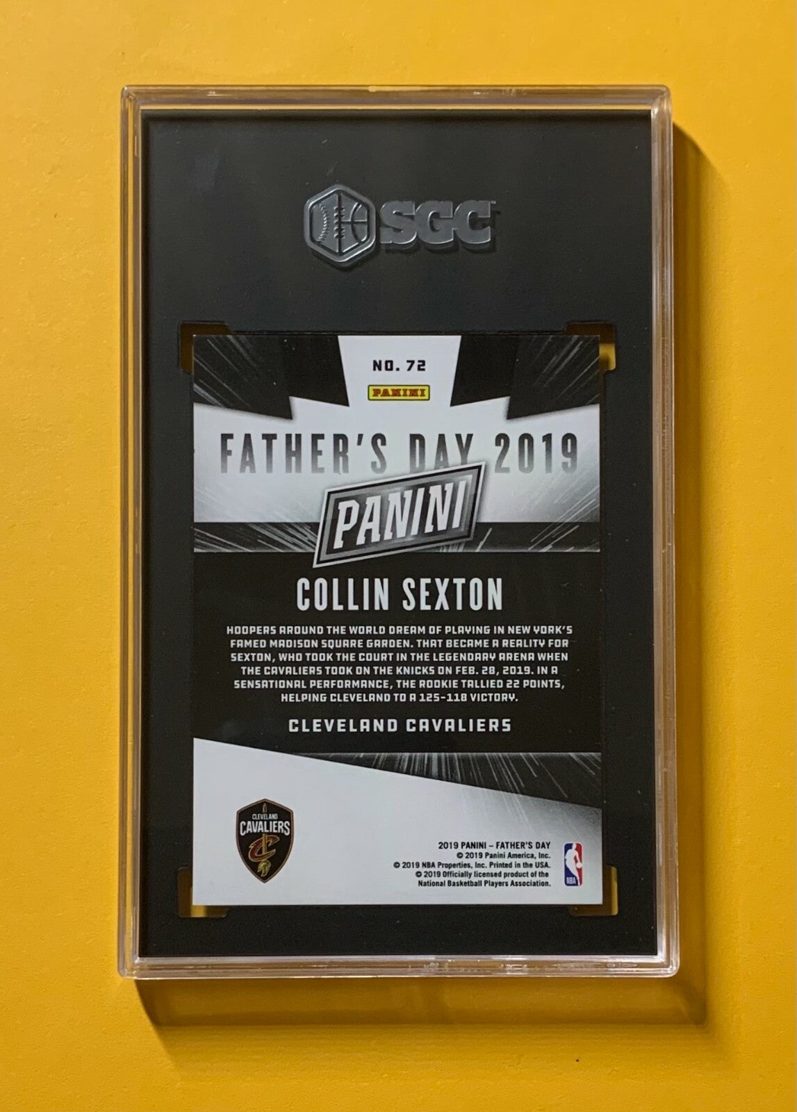 2019 PANINI FATHER'S DAY COLLIN SEXTON /50 MT+ SGC 9.5 CAVALIERS 