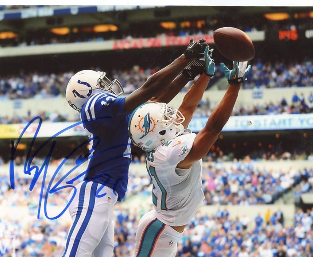 BRENT  GRIMES  MIAMI  DOLPHINS  INTERCEPT   SIGNED  AUTOGRAPHED 8X10  PHOTO  COA