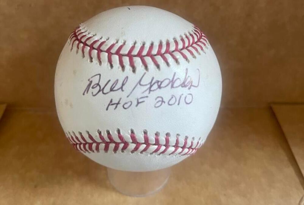 BILL MADDEN HOF 2010 SPINK AWARD SIGNED AUTOGRAPHED M.L. BASEBALL BECKETT AUTH