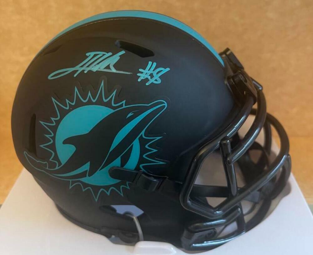 JEVON HOLLAND MIAMI DOLPHINS SIGNED ECLIPSE MINI HELMET SIGNATURE DEBUT JSA 