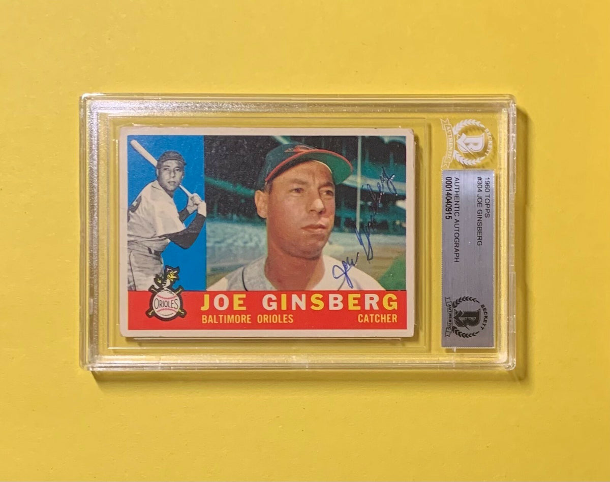 1960 TOPPS JOE GINSBERG #304 AUTHENTIC AUTO BECKETT CERTIFIED ORIOLES
