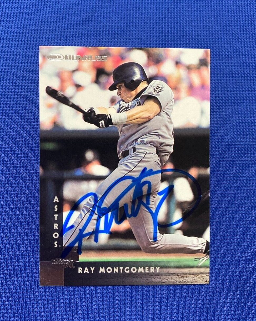 1996 DONRUSS RAY MONTGOMERY HOUSTON ASTROS SIGNED AUTOGRAPHED #229 CARD W/COA