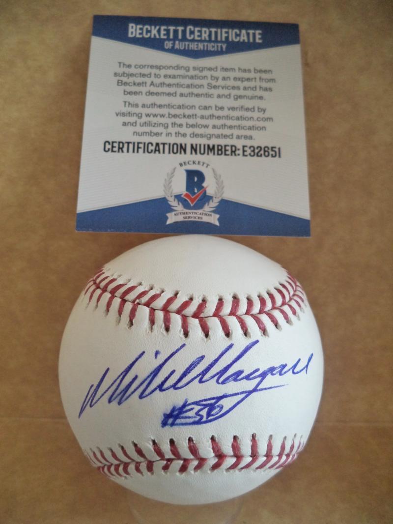 MIKE MORGAN A'S/CUBS/DODGERS SIGNED AUTOGRAPHED M.L BASEBALL BECKETT E32651