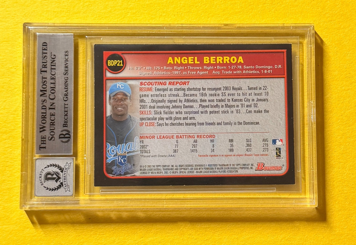 2003 BOWMAN DRAFT ANGEL BERROA #21 GOLD SIGNED AUTO CARD BECKETT 10 AUTHENTIC