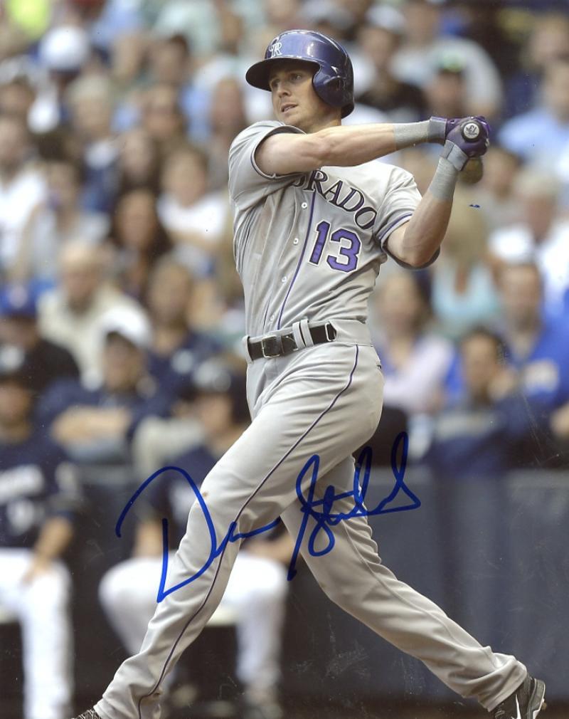 DREW STUBBS ACTION  COLORADO  ROCKIES  SIGNED 8X10 PHOTO