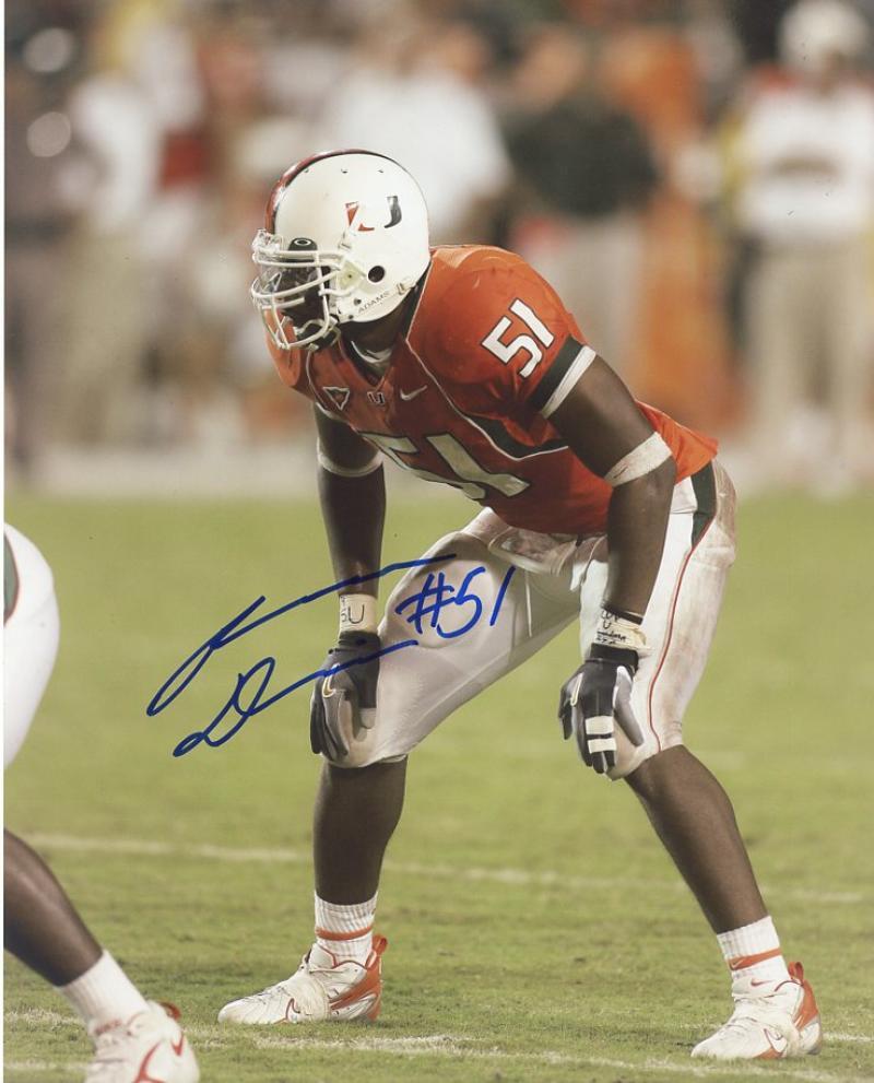 ROMEO DAVIS MIAMI HURRICANES SIGNED AUTOGRAPHED 8X10 PHOTO W/COA