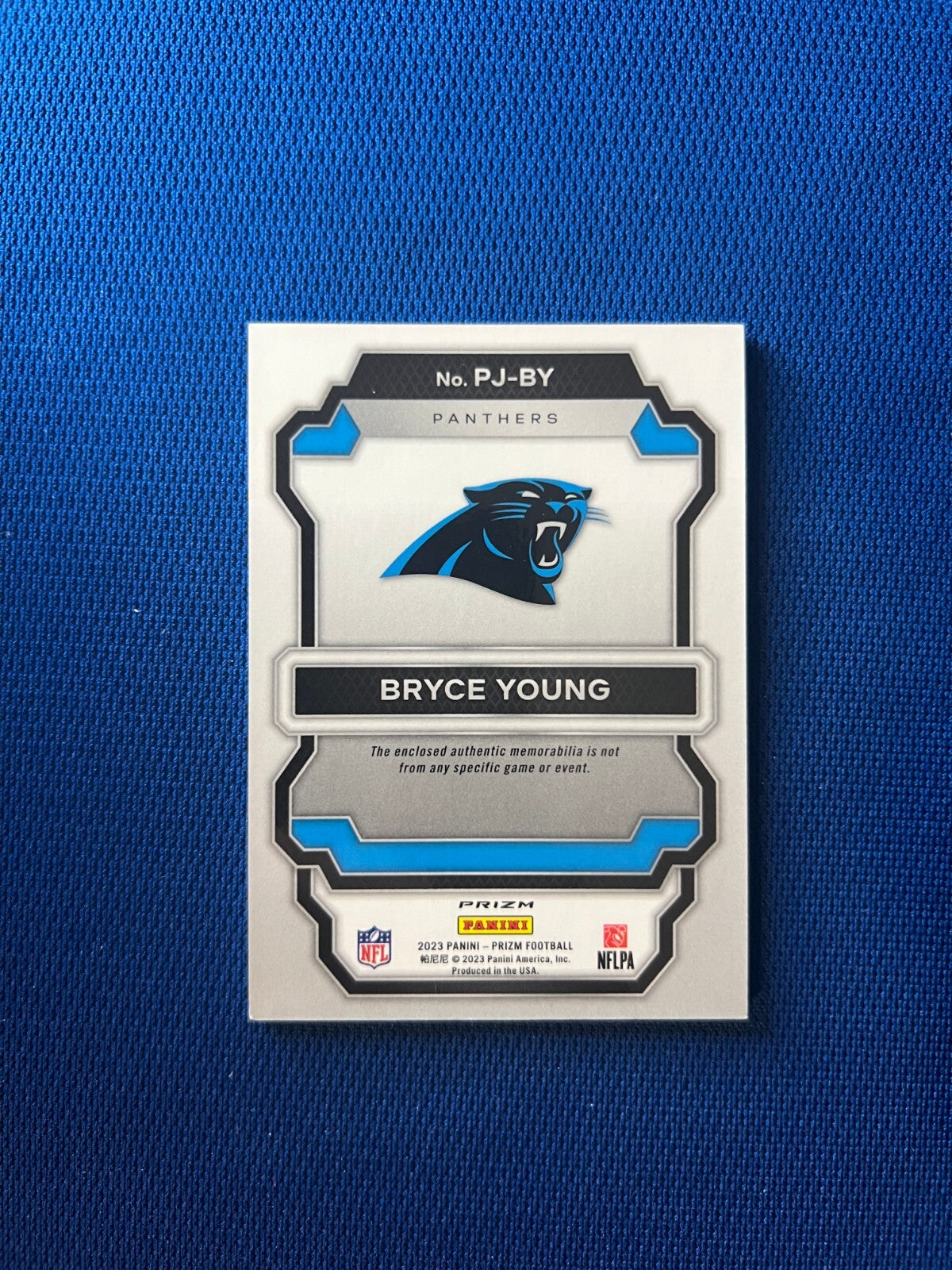 2023 PANINI PRIZM BRYCE YOUNG PANTHERS NEON GREEN PULSAR PRIZM RC JERSEY #PJ-BY
