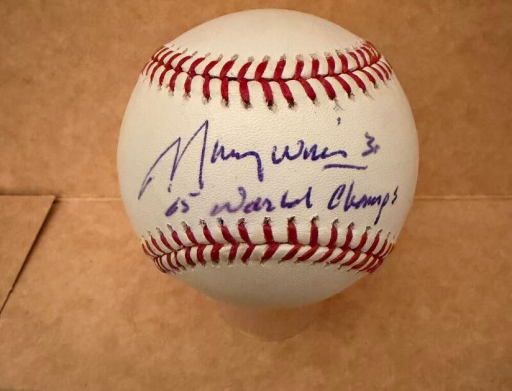 MAURY WILLS 65 WORLD CHAMPS DODGERS SIGNED AUTO M.L. BASEBALL BECKETT AUTH