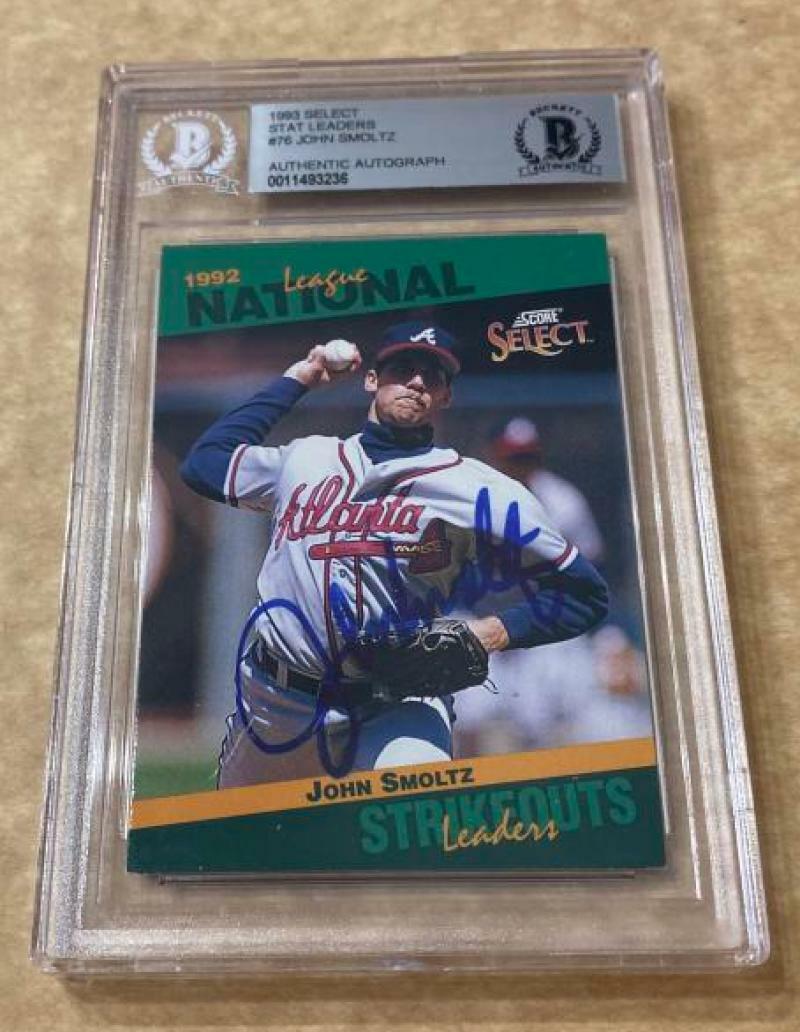 1993 SELECT JOHN SMOLTZ BRAVES SIGNED CARD BECKETT AUTHENTIC AUTOGRAPHED