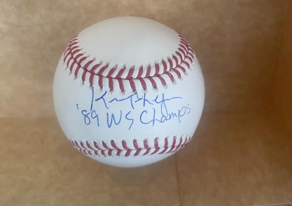 KEN PHELPS 89 WS CHAMPS SIGNED AUTOGRAPHED M.L. BASEBALL AUTHENTICATED