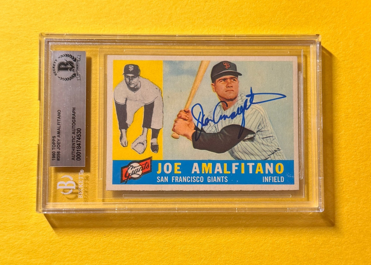 1960 TOPPS JOEY AMALFITANO #356 SIGNED AUTO CARD BECKETT AUTHENTIC GIANTS