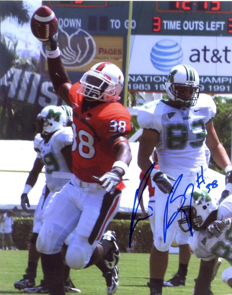 DAMIEN BARRY MIAMI HURRICANES TD SIGNED AUTOGRAPHED 8X10 PHOTO W/COA