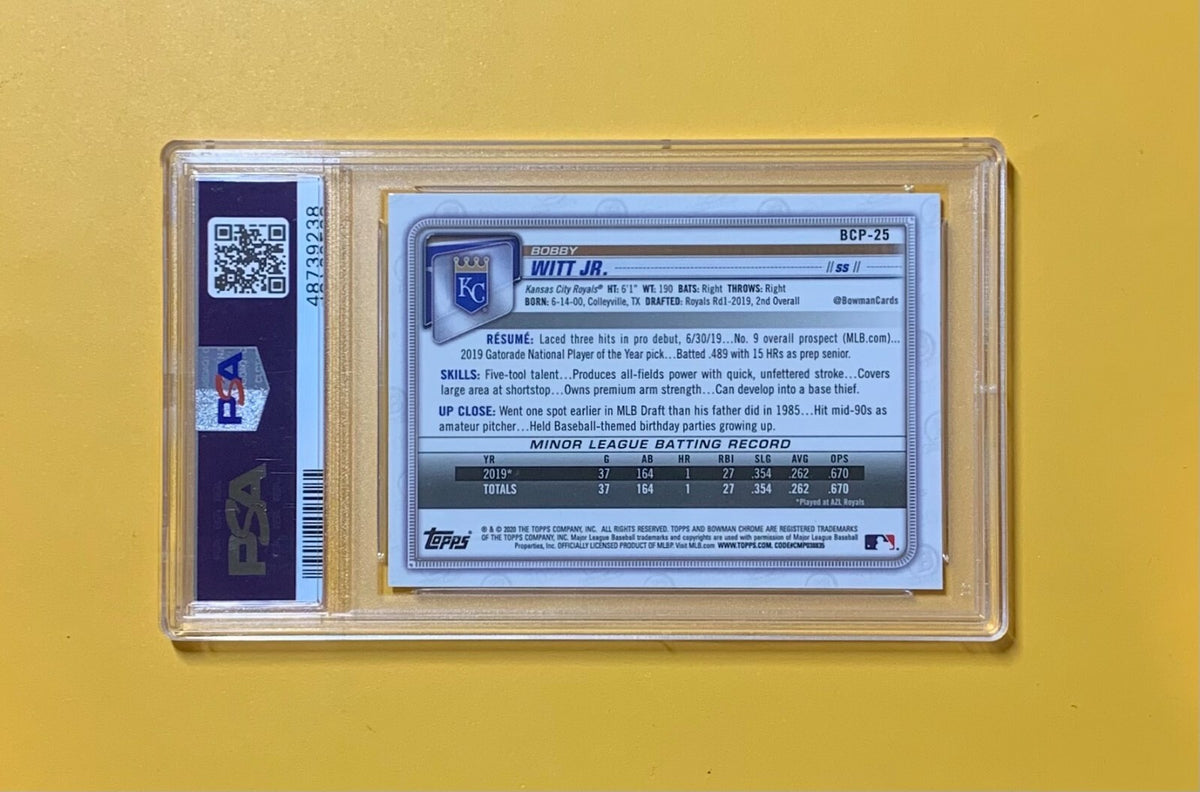 2020 BOWMAN CHROME MEGA BOX BOBBY WITT JR #BCP25 MINT PSA 9 ROYALS 1ST BOWMAN