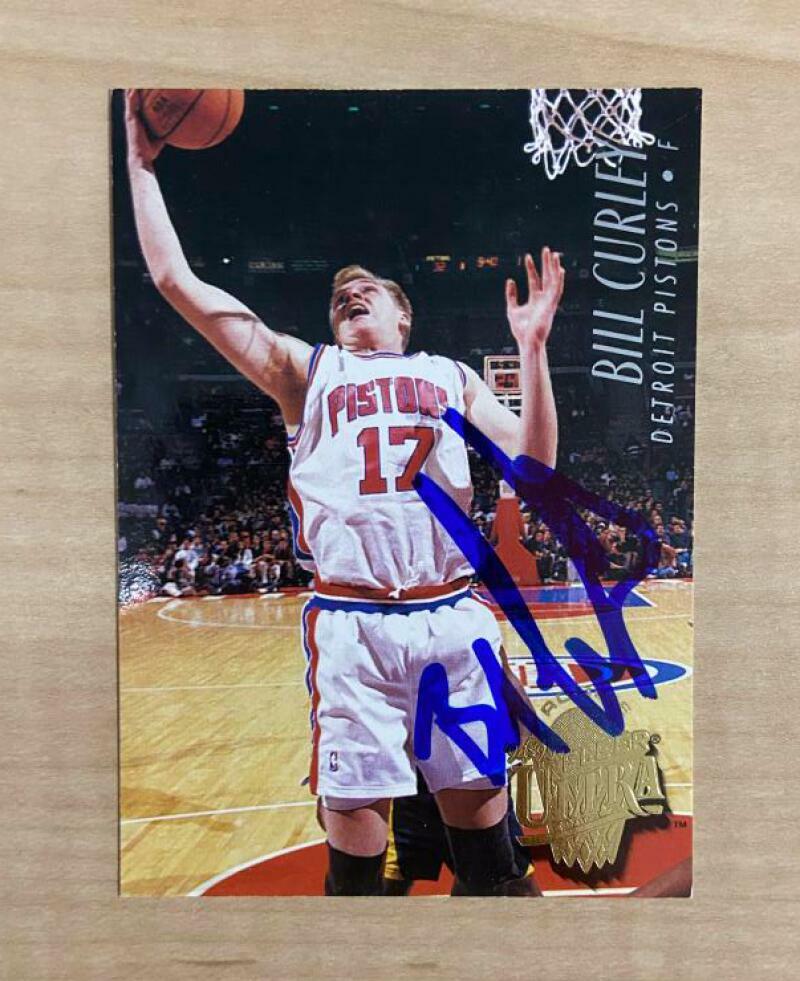 BILL CURLEY DETROIT PISTONS SIGNED AUTOGRAPHED 94-95 FLEER ULTRA CARD #237 W/COA