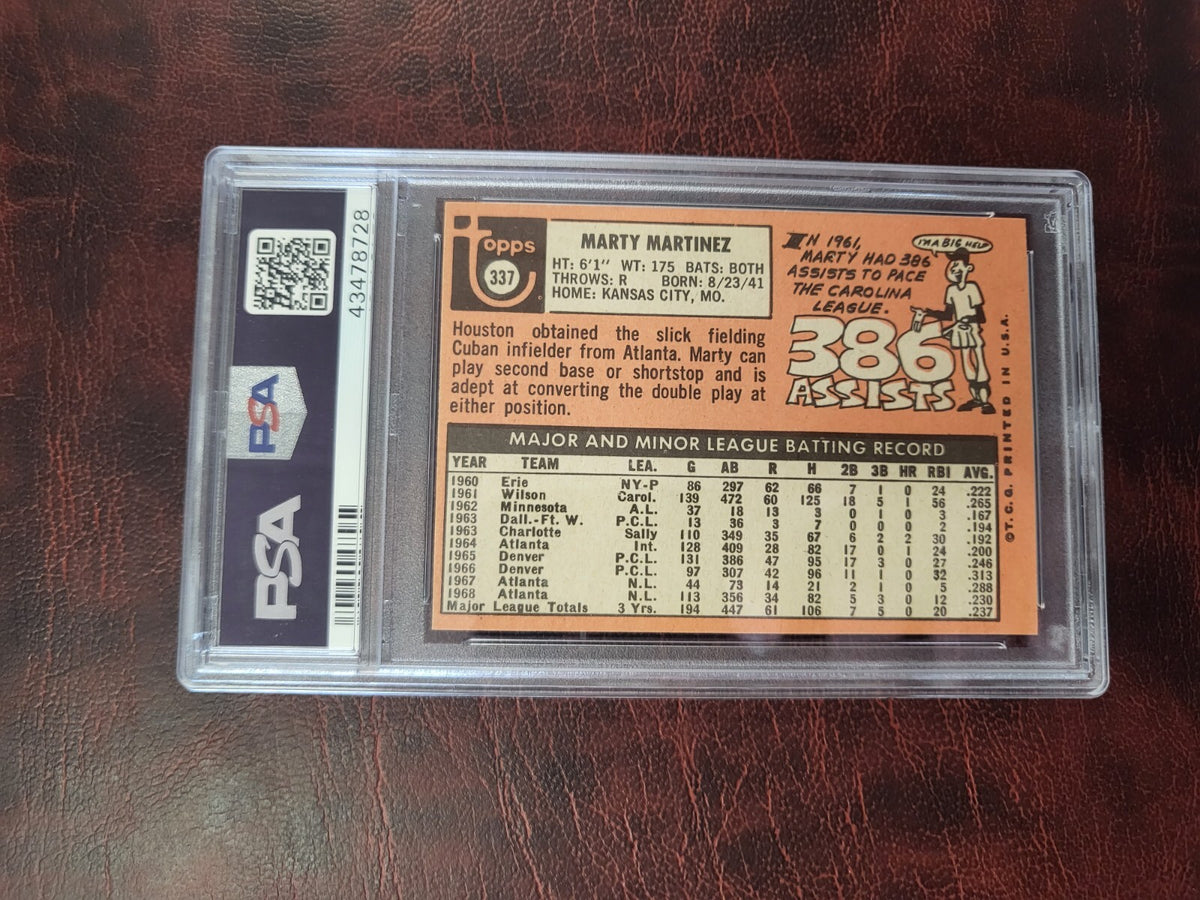1969 TOPPS MARTY MARTINEZ ASTROS BASEBALL CARD #337 PSA 7 NM