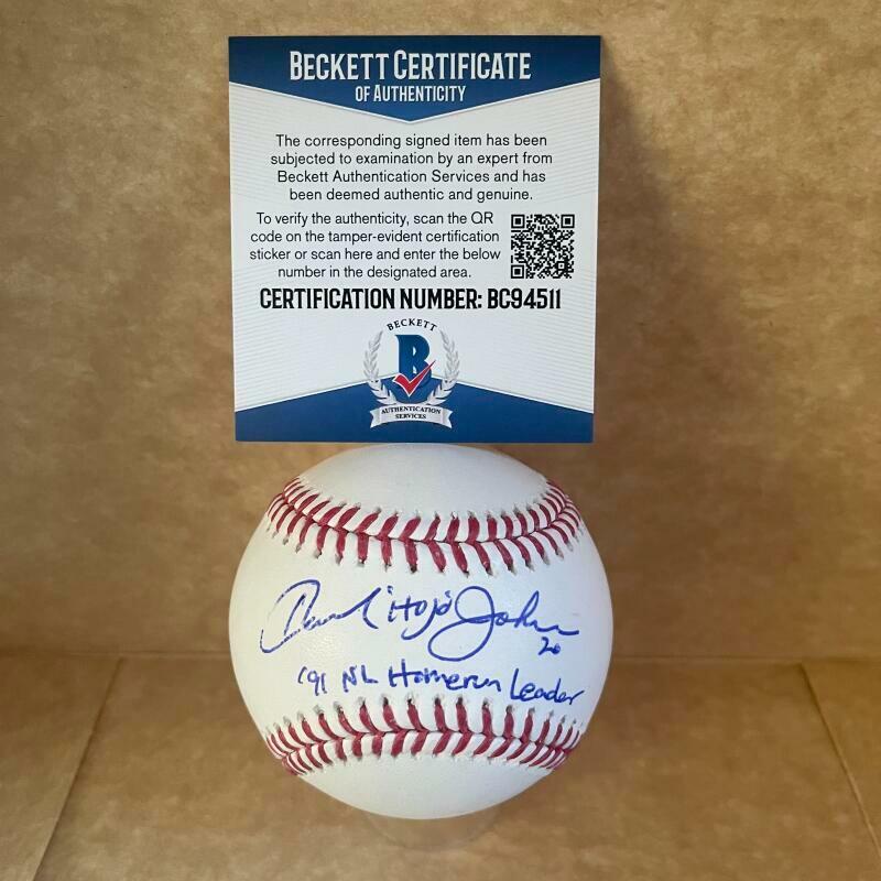 HOWARD JOHNSON 91 NL HR LEADER SIGNED AUTO M.L. BASEBALL BAS BC94511