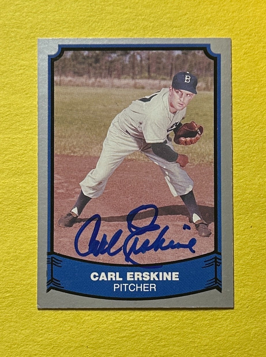 1988 PACIFIC LEGENDS CARL ERSKINE SIGNED AUTOGRAPH CARD W/ COA #75