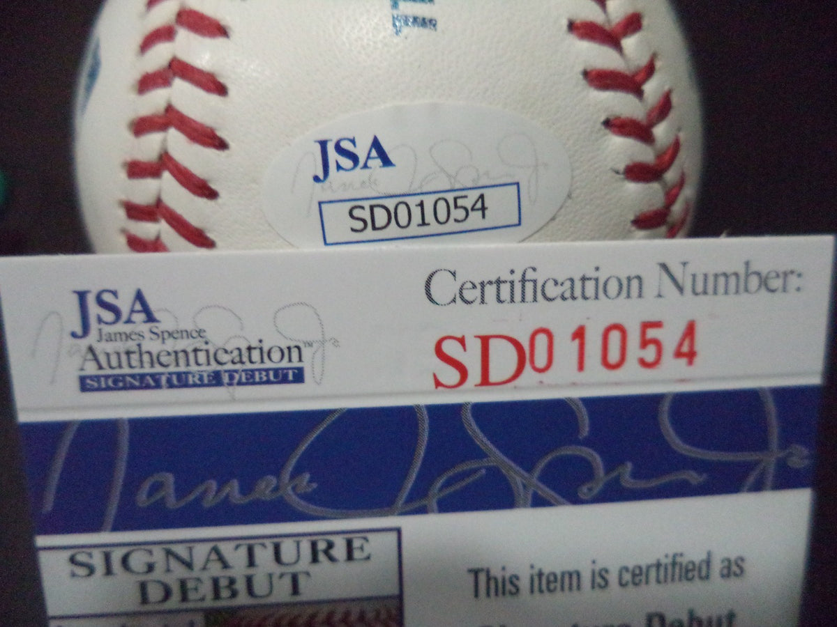 JUSTIN NICOLINO MIAMI MARLINS SIGNED ML BASEBALL SIGNATURE DEBUT JSA COA SD01054
