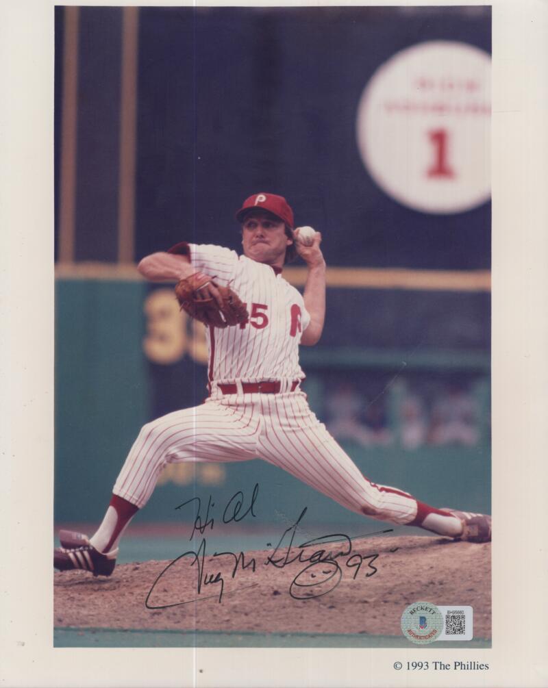 TUG MCGRAW PHILLIES PERSONALIZED SIGNED 8X10 PHOTO BECKETT BH95660