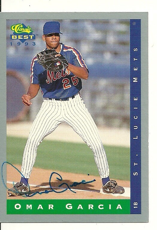 OMAR GARCIA NEW YORK METS SIGNED AUTO 1993 CLASSIC CARD #188 W/COA