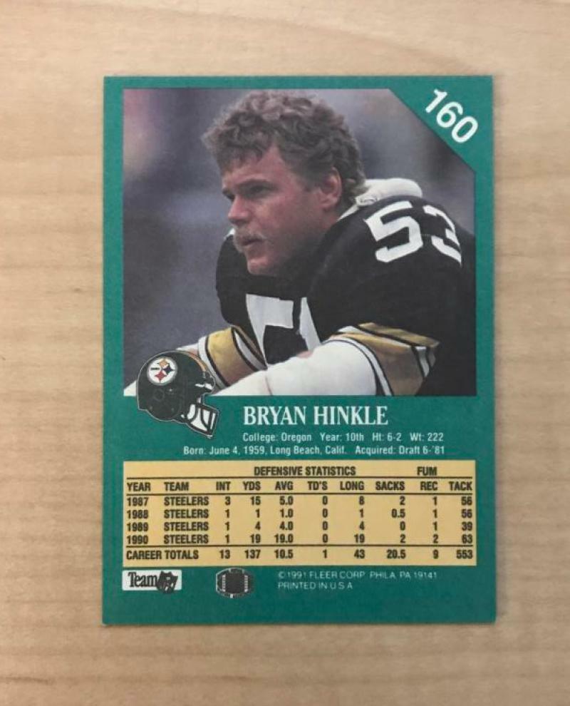 BRYAN HINKLE PITTSBURGH PIRATES SIGNED AUTOGRAPHED 1991 FLEER CARD #160 W/COA 