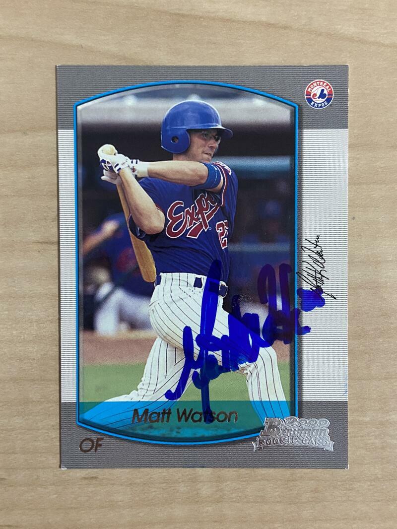 MATT WATSON MONTREAL EXPOS SIGNED AUTOGRAPHED 2000 BOWMAN CARD #336 W/COA