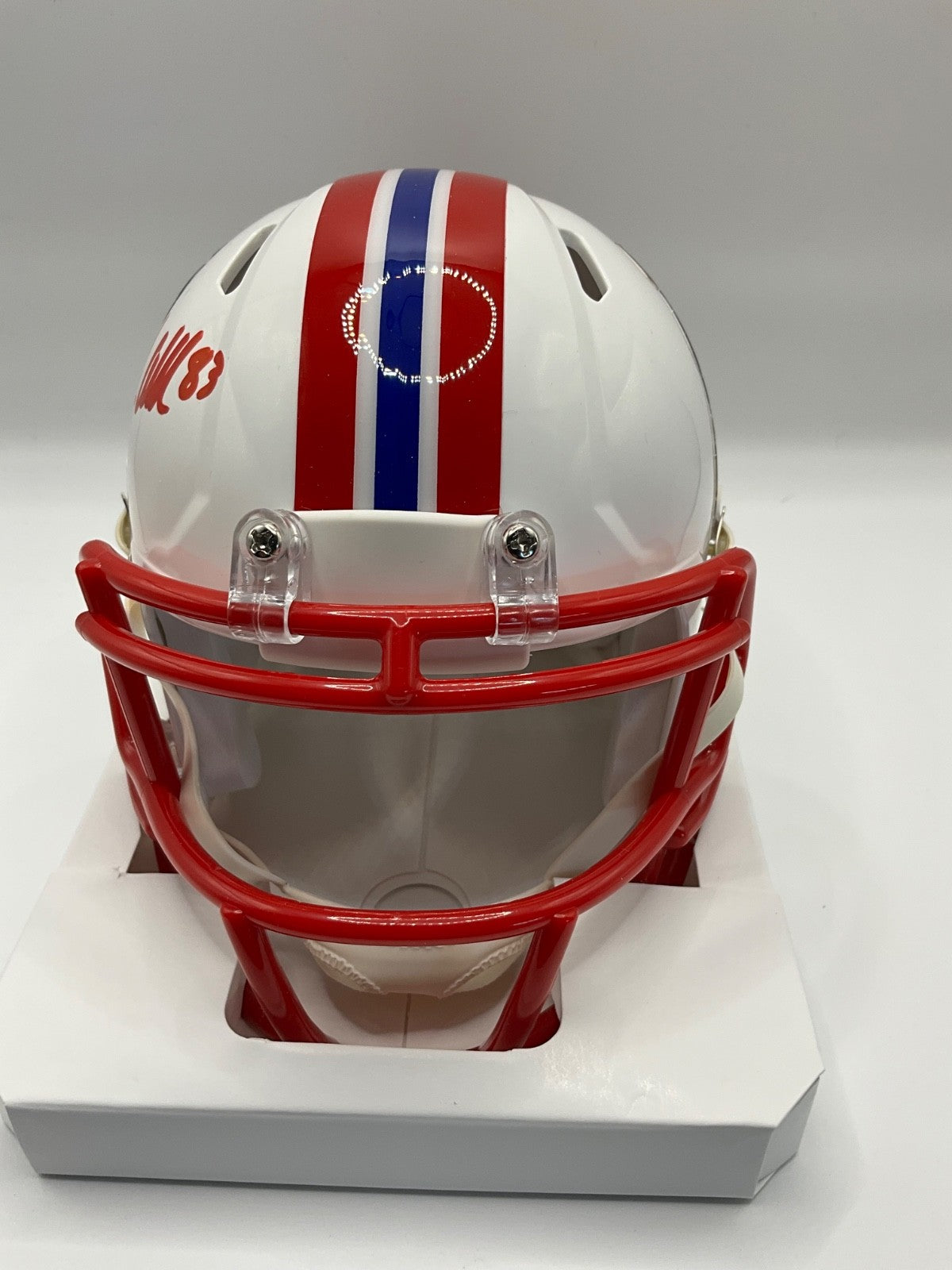 WES WELKER NEW ENGLAND PATRIOTS SIGNED RETRO COLLECTION MINI HELMET JSA