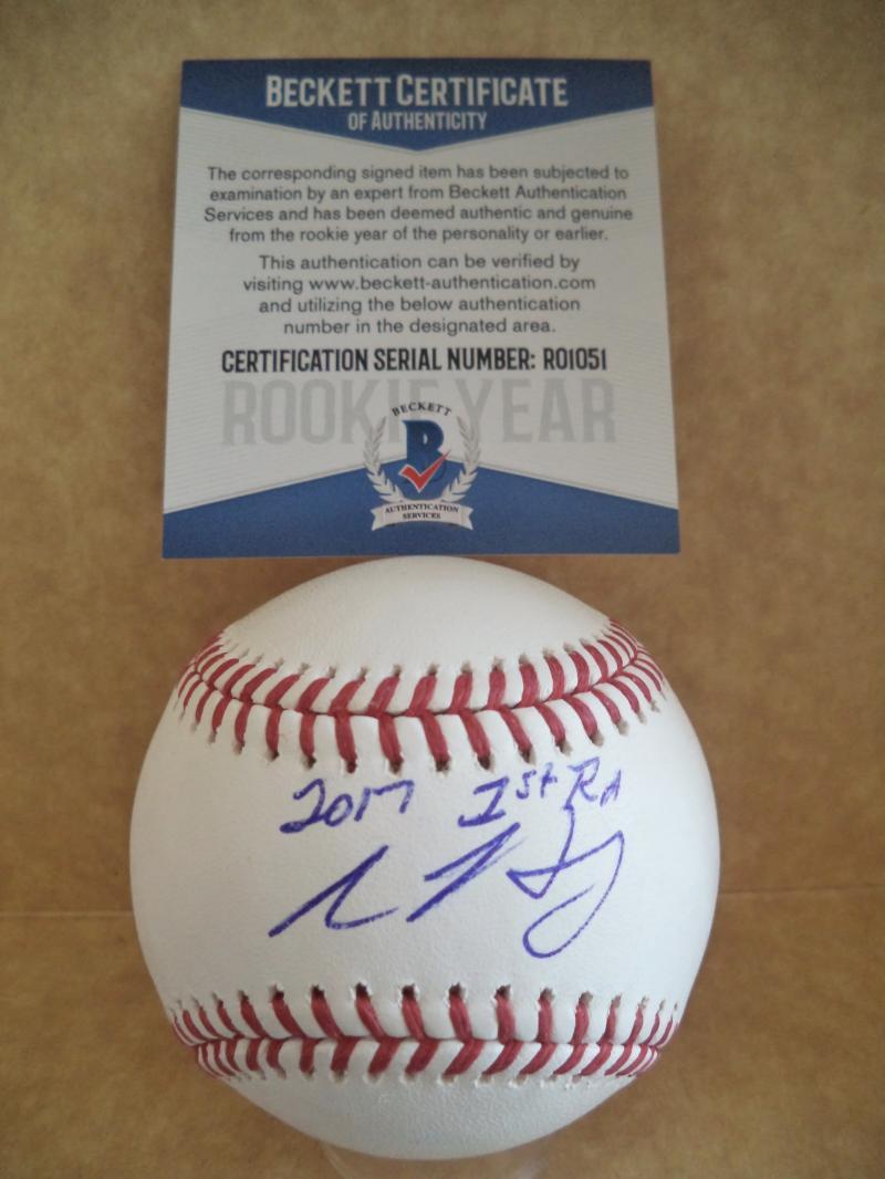 ADAM HASELEY PHILLIES  2017 1ST RD ROOKIE YEAR SIGNED BASEBALL BECKETT R01051
