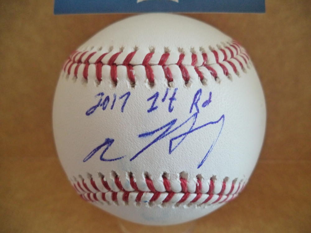ADAM HASELEY PHILLIES 2017 1ST ROUND ROOKIE YEAR SIGNED BASEBALL BECKETT R01045