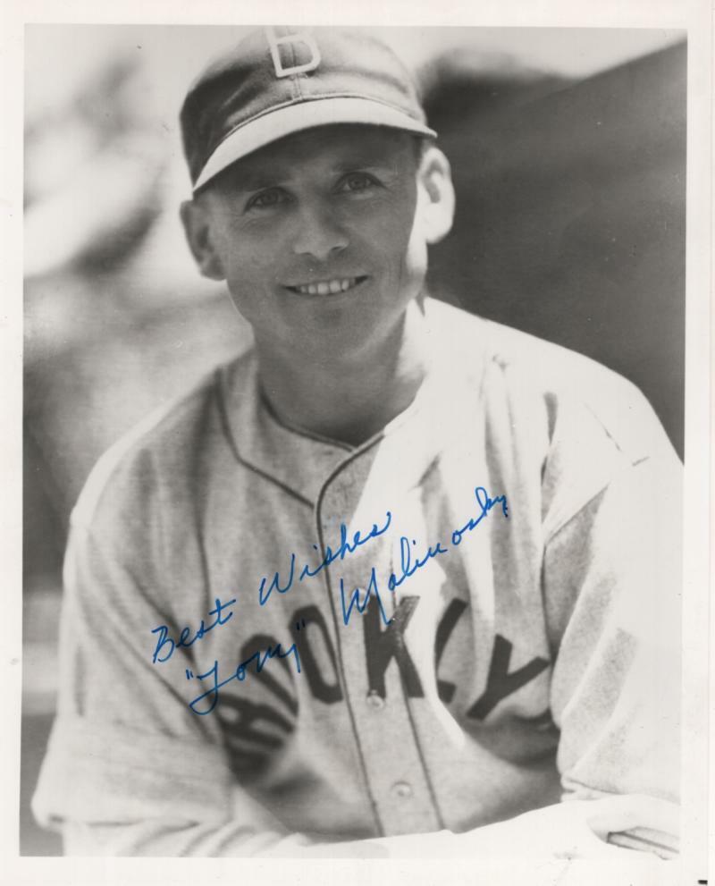 TONY MALINOSKY BROOKLYN DODGERS SIGNED AUTOGRAPHED 8X10 PHOTO W/COA
