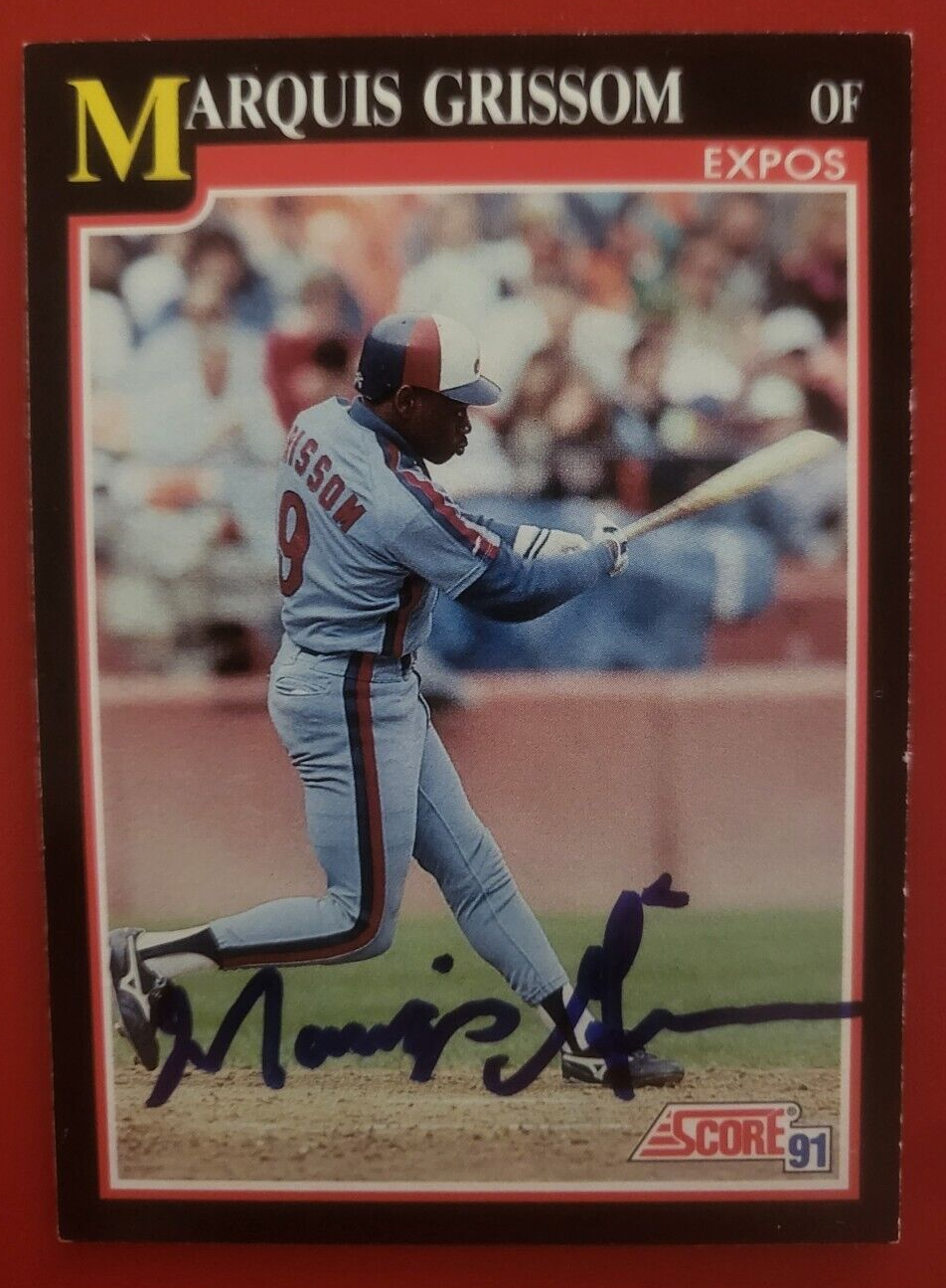1991 SCORE MARQUIS GRISSOM MONTREAL EXPOS SIGNED AUTOGRAPHED CARD #234 W/COA