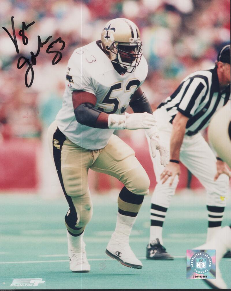 VAUGHAN JOHNSON NEW ORLEANS SAINTS SIGNED AUTOGRAPHED 8X10 PHOTO W/ COA