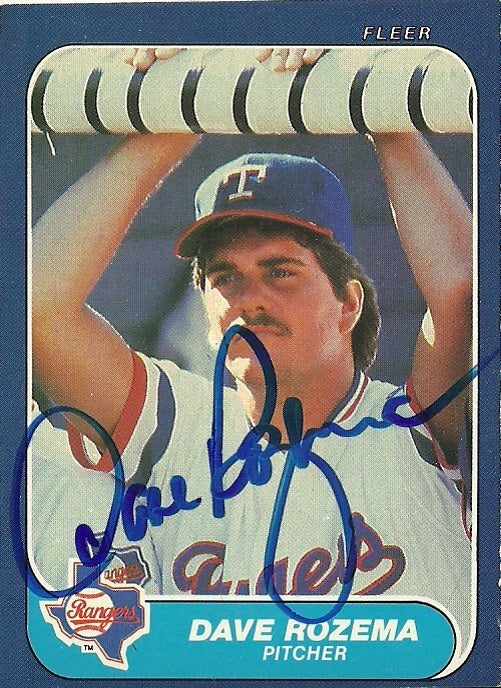 DAVE ROZEMA TEXAS RANGERS SIGNED AUTOGRAPHED 1986 FLEER CARD #570 W/COA
