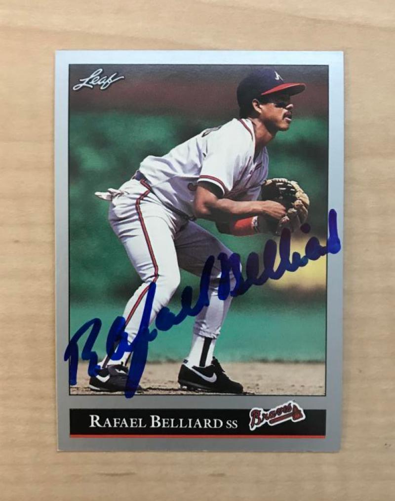 RAFAEL BELLIARD ATLANTA BRAVES SIGNED AUTOGRAPHED 1992 LEAF CARD #310 W/COA